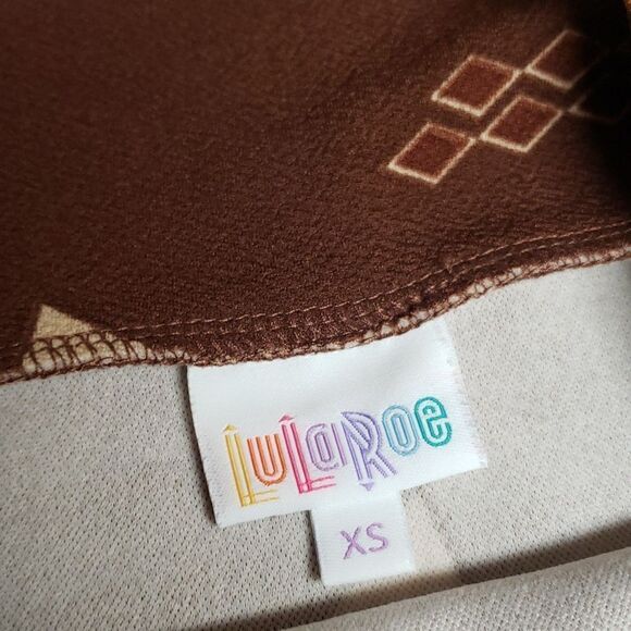 LuLaRoe Brown Abstract Design Print Skirt sz XS - Picture 3 of 7